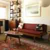 George and Jane coffee table and Mid-Century sleeper sofa at home.