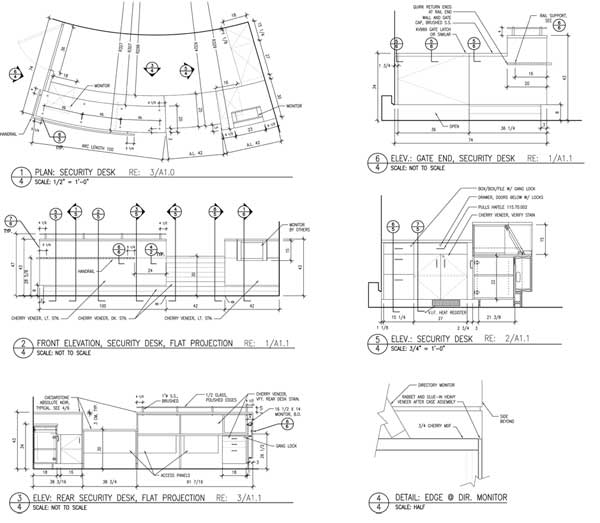 Shop drawings for lobby security desk, Regency Plaza, DTC.