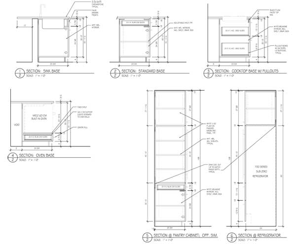 Black/White Kitchen drawings.