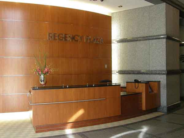 Lobby security desk, Regency Plaza, Denver Tech Center.