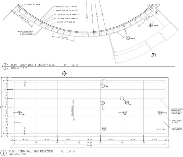 Shop drawings for lobby and gallery walls, Regency Plaza, DTC.