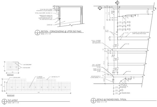 Study bookcase drawings - details.