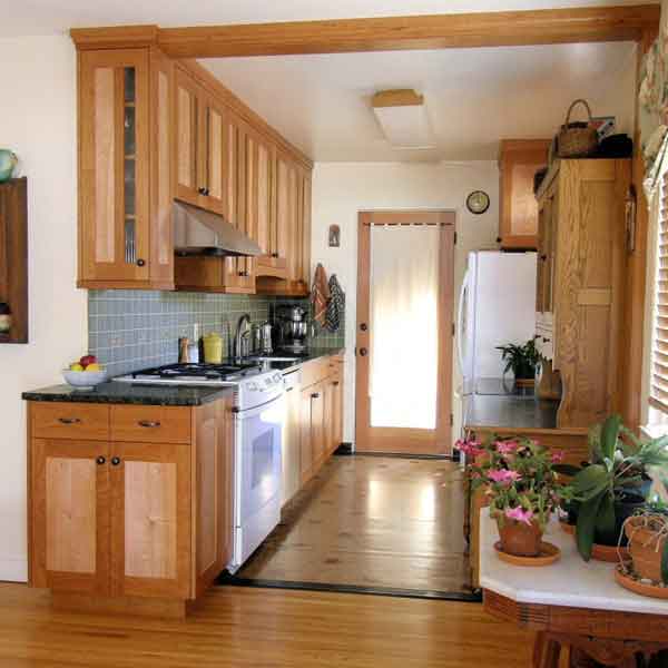 Cherry and figured maple kitchen.