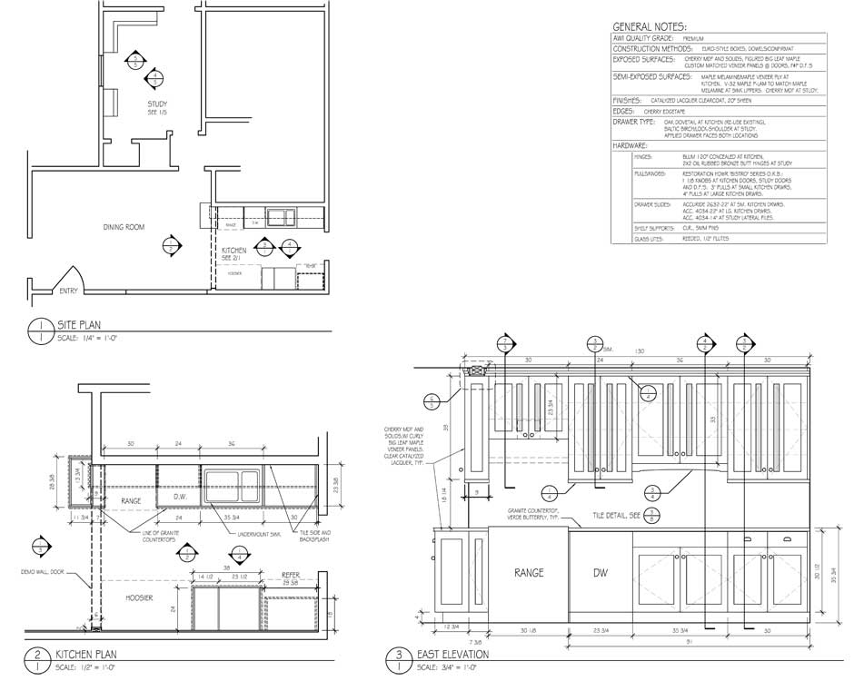 Study Bookcase Drawings, page 1